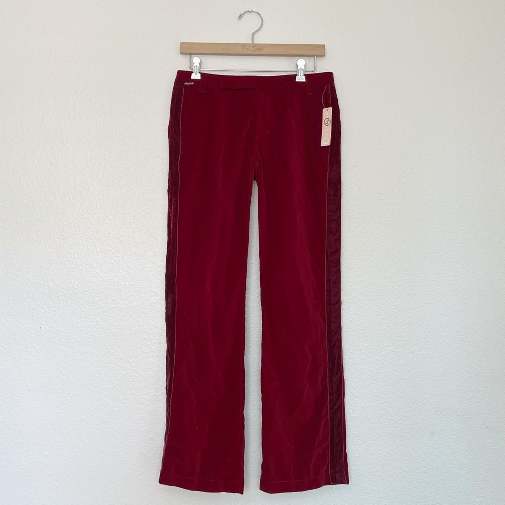 🆕 STUSSY Tuxedo Velvet Wide Leg Pants in Merlot SZ S